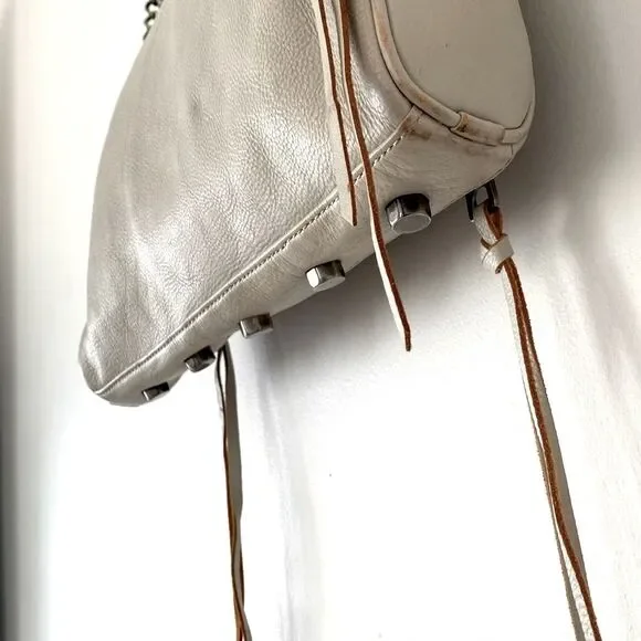 Rebecca Minkoff Tope Leather Shoulder Crossbody Bag Chain Studs Moto Boho Fringe - Picture 5 of 13